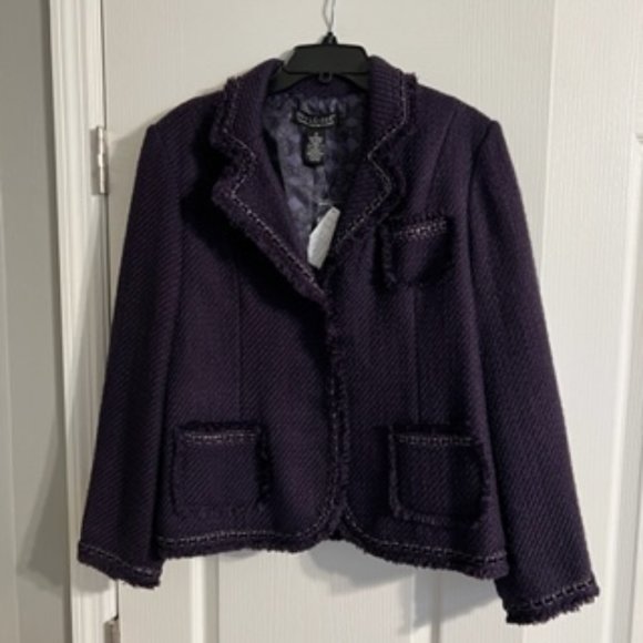Dialogue Women's Tweed Jacket 14 Purple - Picture 1 of 14